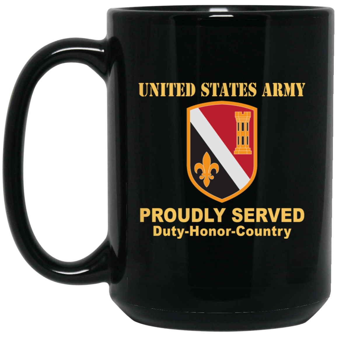 US ARMY 225TH ENGINEER BRIGADE- 11 oz - 15 oz Black Mug-Mug-Army-CSIB-Veterans Nation