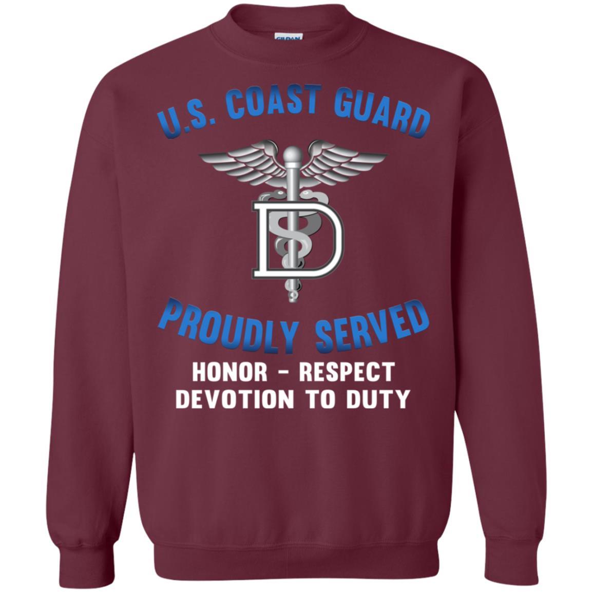 US Coast Guard Dental Technician DT Logo Proudly Served T-Shirt For Men On Front-TShirt-USCG-Veterans Nation