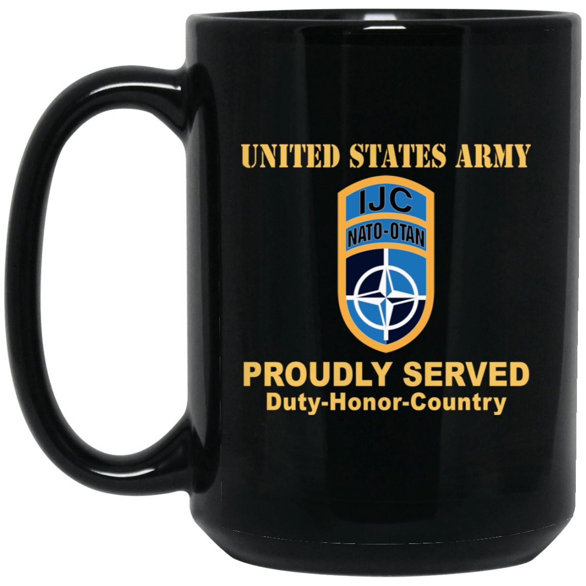 US ARMY CSIB NATO ISAF JOINT COMMAND IN AFGHANISTAN- 11 oz - 15 oz Black Mug-Mug-Army-CSIB-Veterans Nation