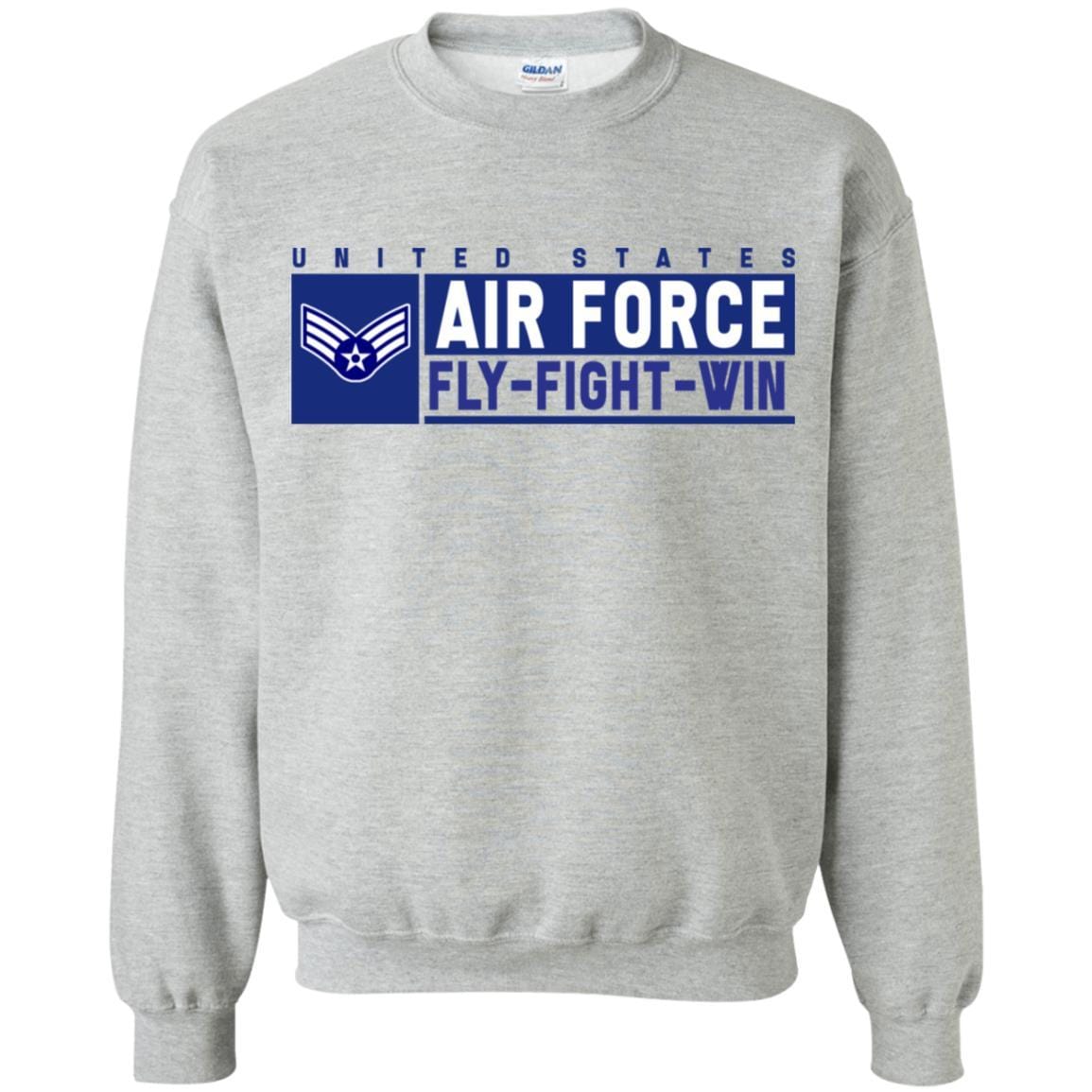 US Air Force E-4 Senior Airman Fly - Fight - Win Long Sleeve - Pullover Hoodie-TShirt-USAF-Veterans Nation