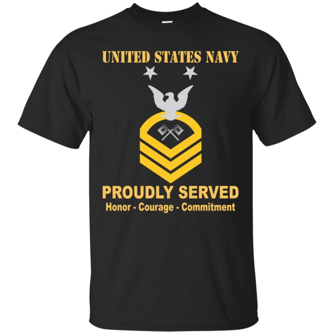 U.S Navy Signalman Navy SN E-9 Rating Badges Proudly Served T-Shirt For Men On Front-TShirt-Navy-Veterans Nation