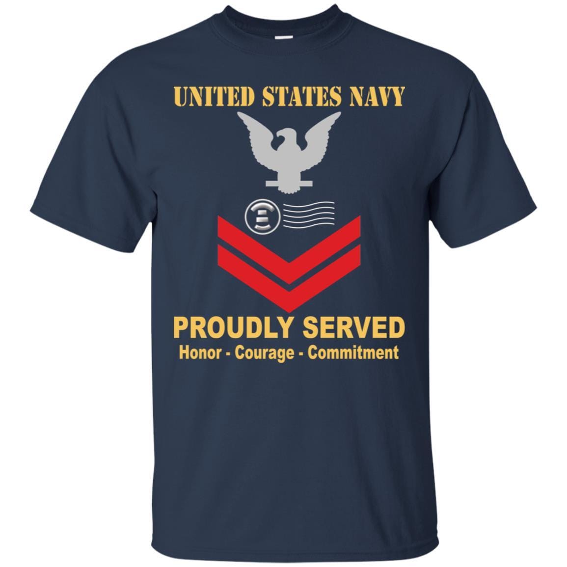 Navy Postal Clerk Navy PC E-5 Rating Badges Proudly Served T-Shirt For Men On Front-TShirt-Navy-Veterans Nation