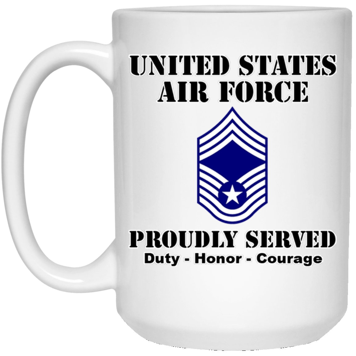 US Air Force E-9 Chief Master Sergeant CMSgt E9 Noncommissioned Officer Ranks White Coffee Mug - Stainless Travel Mug-Mug-USAF-Ranks-Veterans Nation