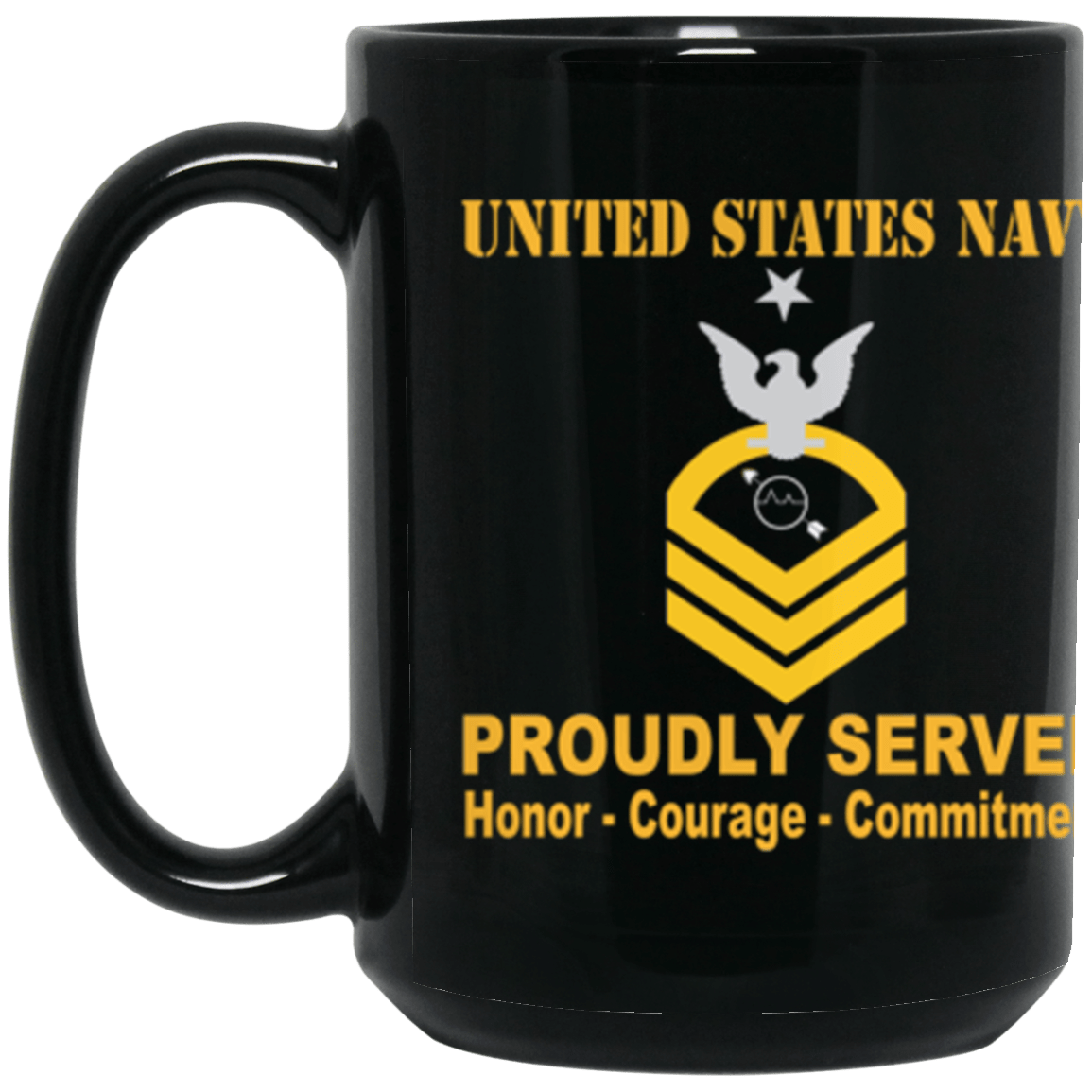 US Navy OS E-8 15 oz. Black Mug-Mug-Navy-Rating-Veterans Nation