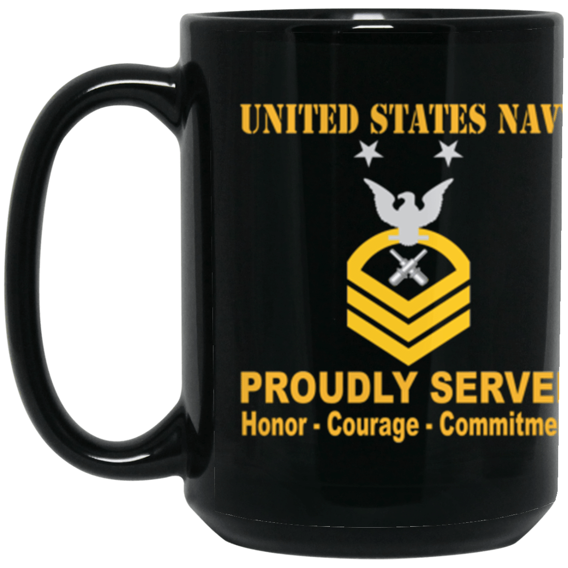 US Navy GM E-9 15 oz. Black Mug-Drinkware-Veterans Nation