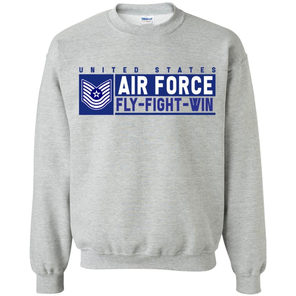 US Air Force E-7 Master Sergeant Old Style Fly - Fight - Win Long Sleeve - Pullover Hoodie-TShirt-USAF-Veterans Nation