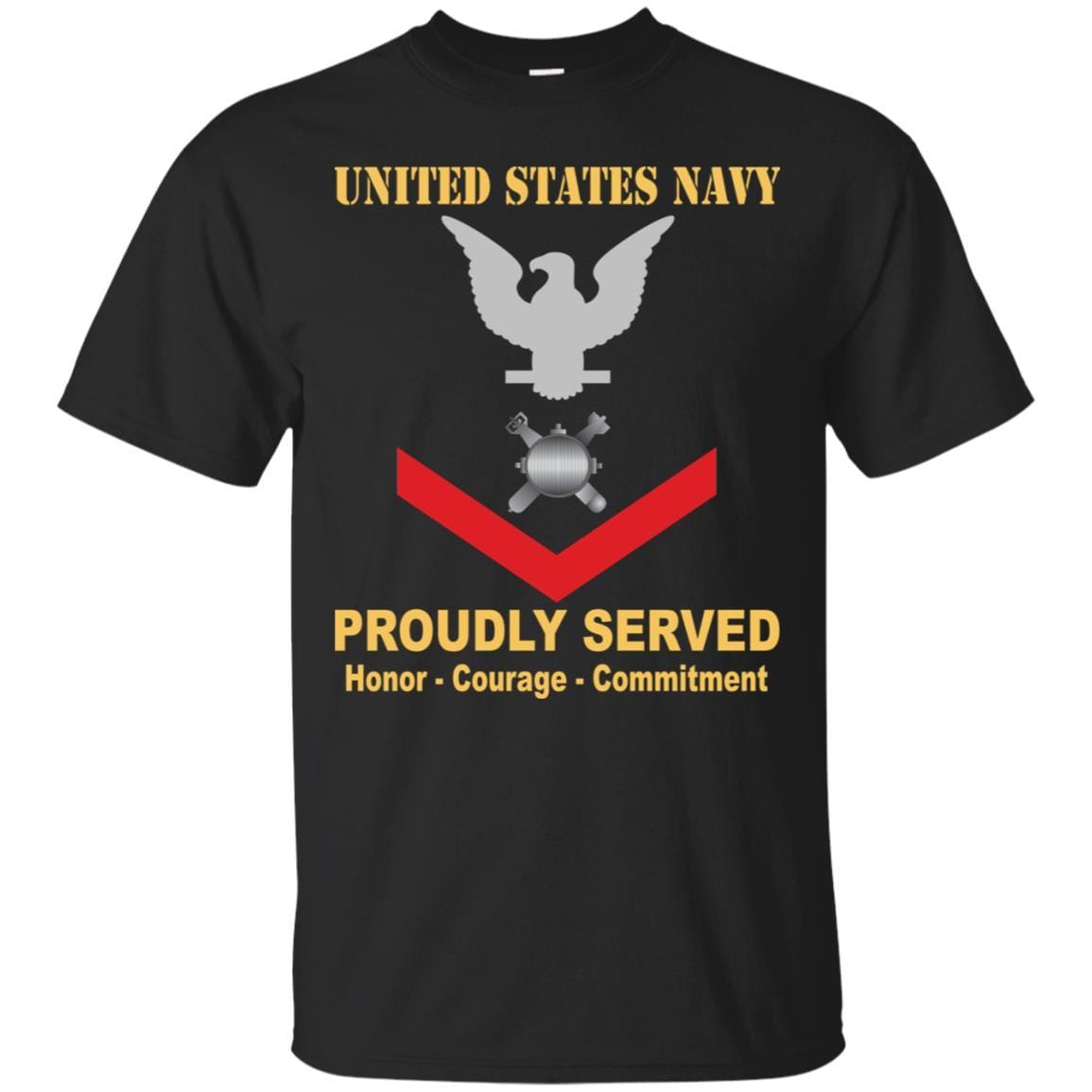 Navy Explosive Ordnance Disposal Navy EOD E-4 Rating Badges Proudly Served T-Shirt For Men On Front-TShirt-Navy-Veterans Nation