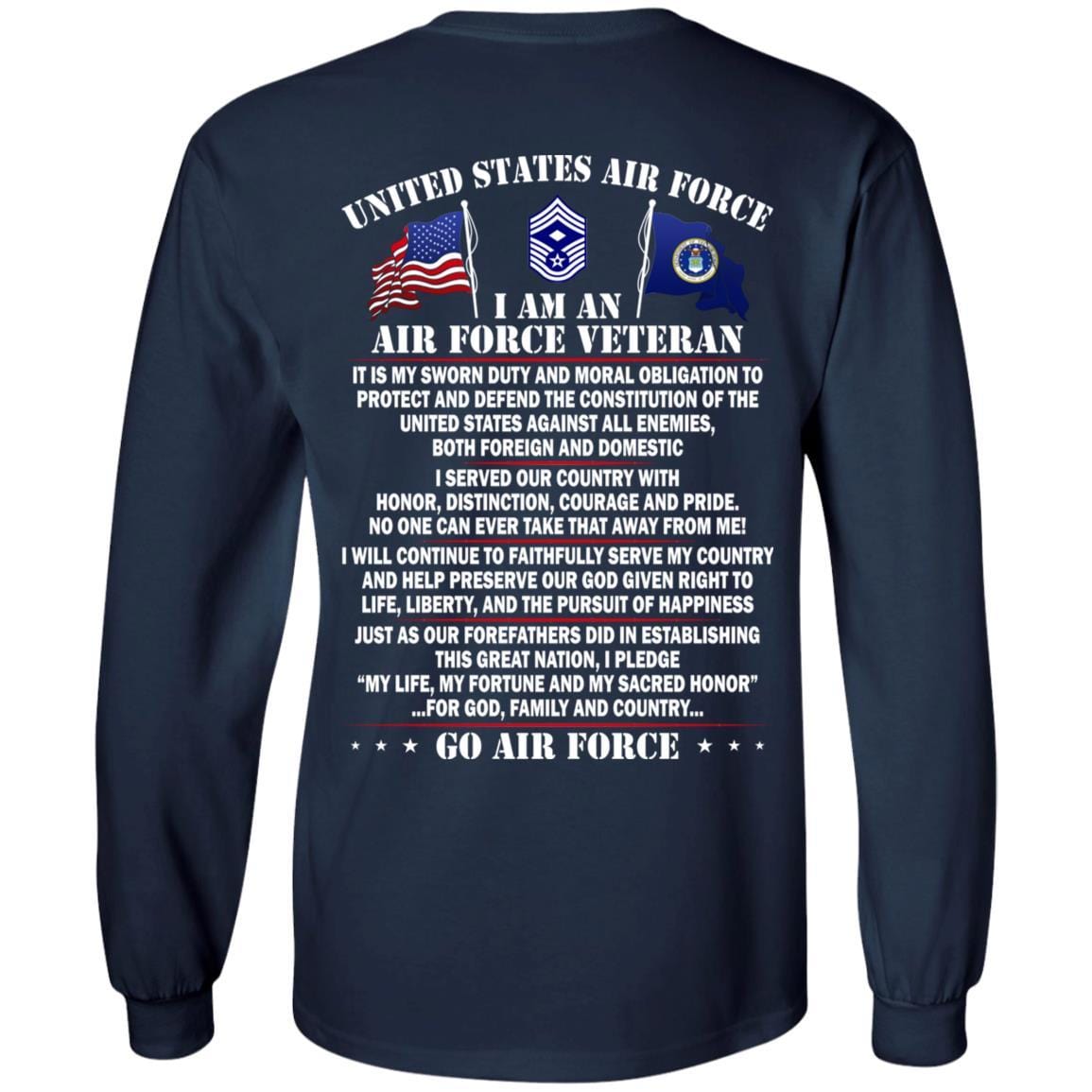 US Air Force E-9 First sergeant E-9 Rank - Go Air Force T-Shirt On Back-TShirt-USAF-Veterans Nation