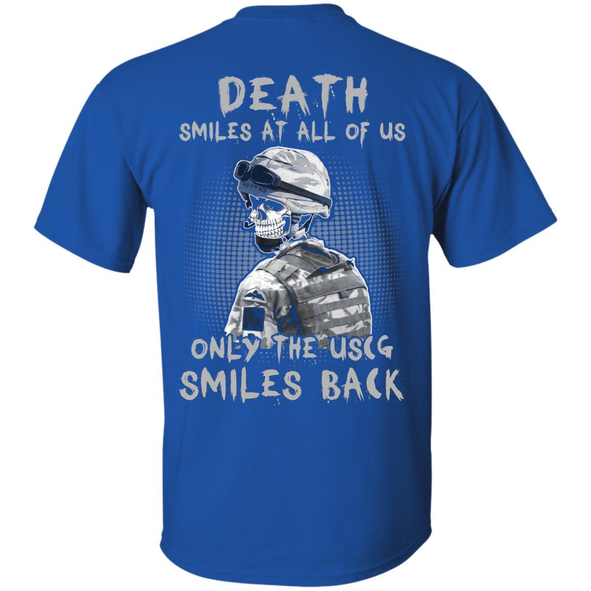 Death Smiles At All Of Us - Only The US Coast Guard Smiles Back Men T Shirt On Back-TShirt-USCG-Veterans Nation