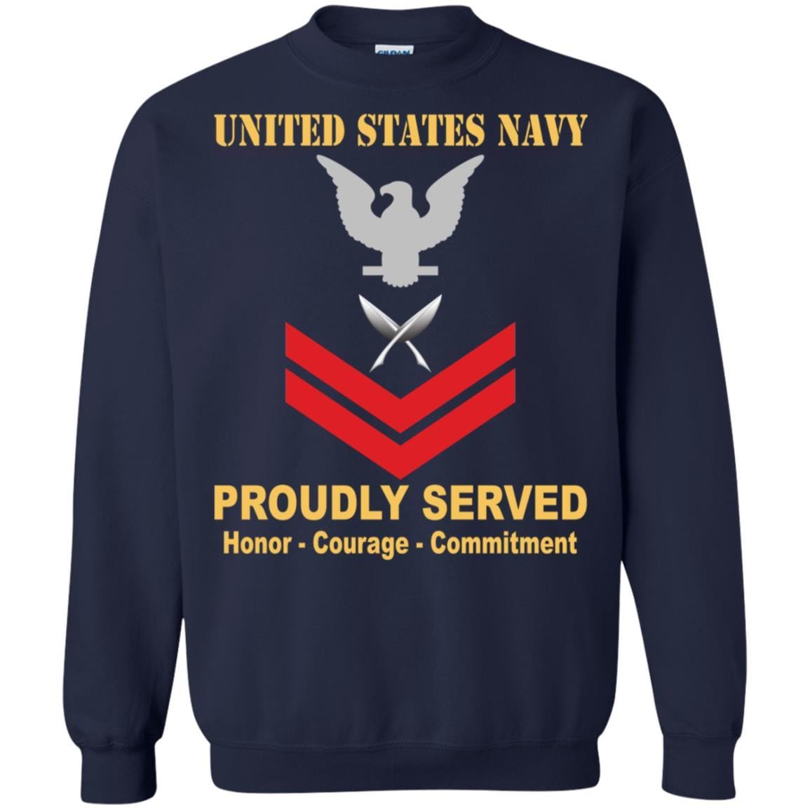 U.S Navy Yeoman Navy YN E-5 Rating Badges Proudly Served T-Shirt For Men On Front-TShirt-Navy-Veterans Nation