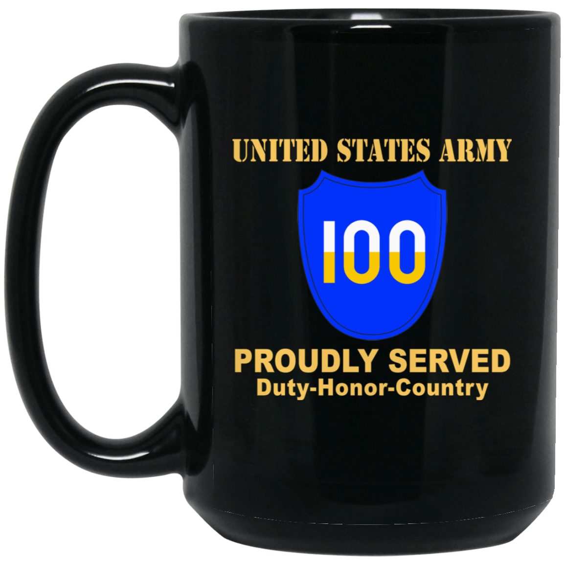 US ARMY 100TH TRAINING DIVISION - 11 oz - 15 oz Black Mug-Mug-Army-CSIB-Veterans Nation