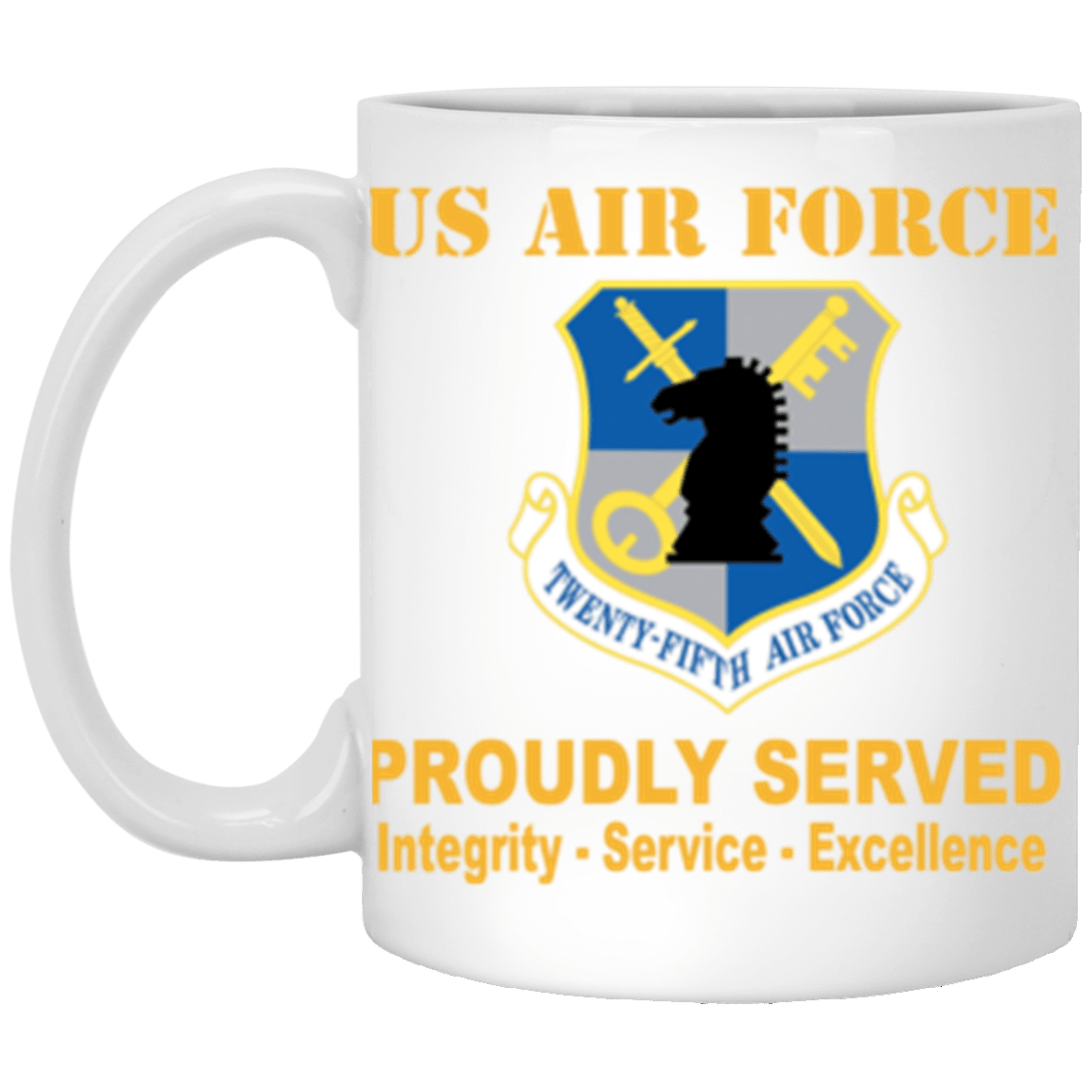 US Air Force Air Force Intelligence Command Proudly Served Core Values 11 oz. White Mug-Drinkware-Veterans Nation