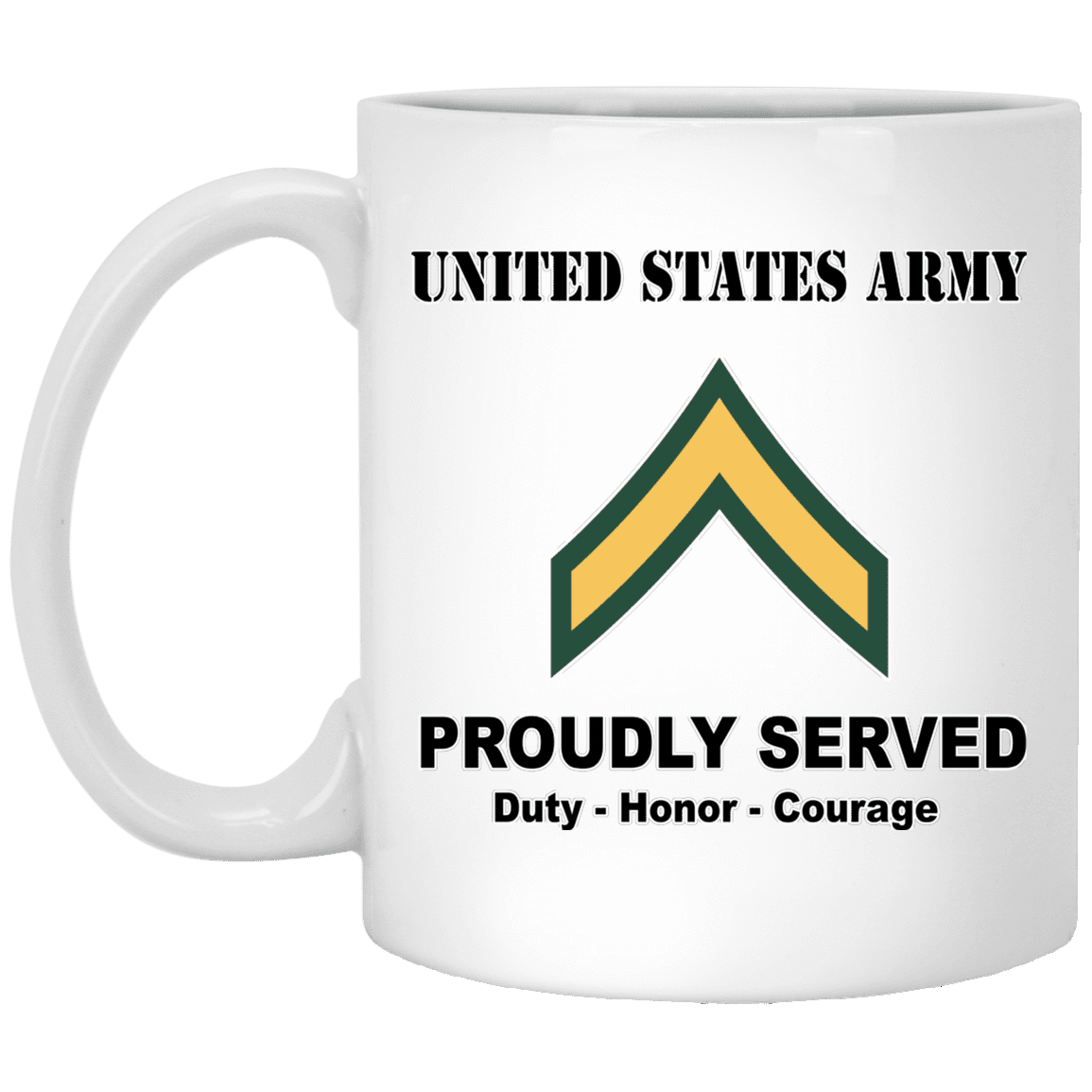 US Army Insignia Proudly Served Duty - Honor - Courage White Coffee Mug 11oz-Mug-Army-Veterans Nation