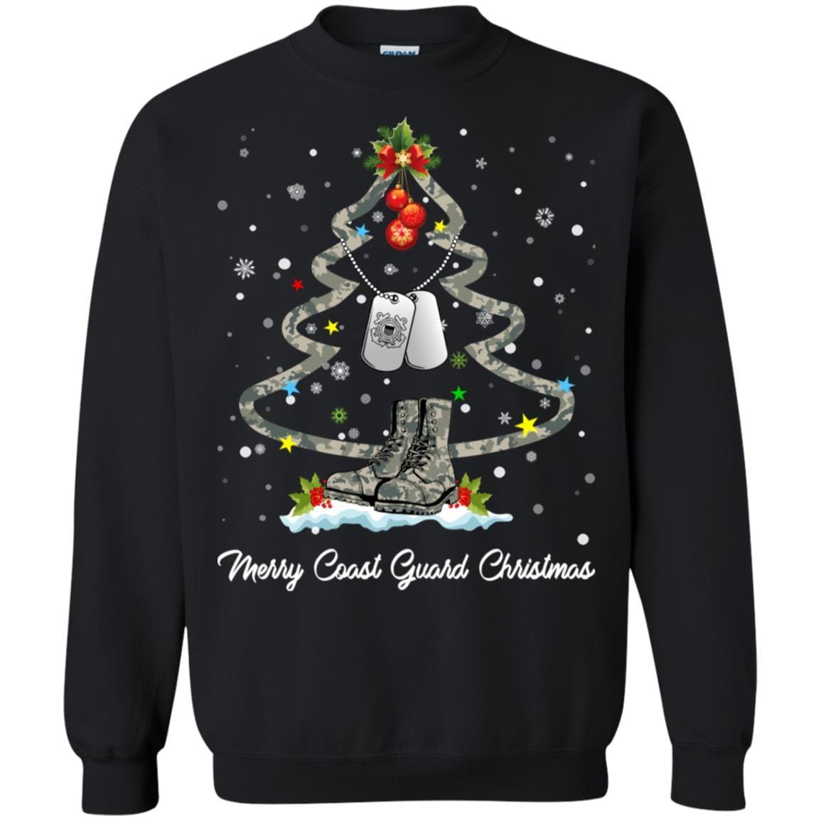 Merry Coast Guard Christmas T-Shirt For Men On Front-TShirt-USCG-Veterans Nation