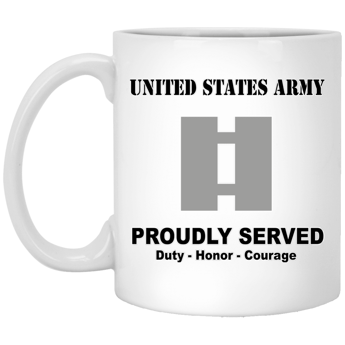 US Army Insignia Proudly Served Duty - Honor - Courage White Coffee Mug 11oz-Mug-Army-Veterans Nation