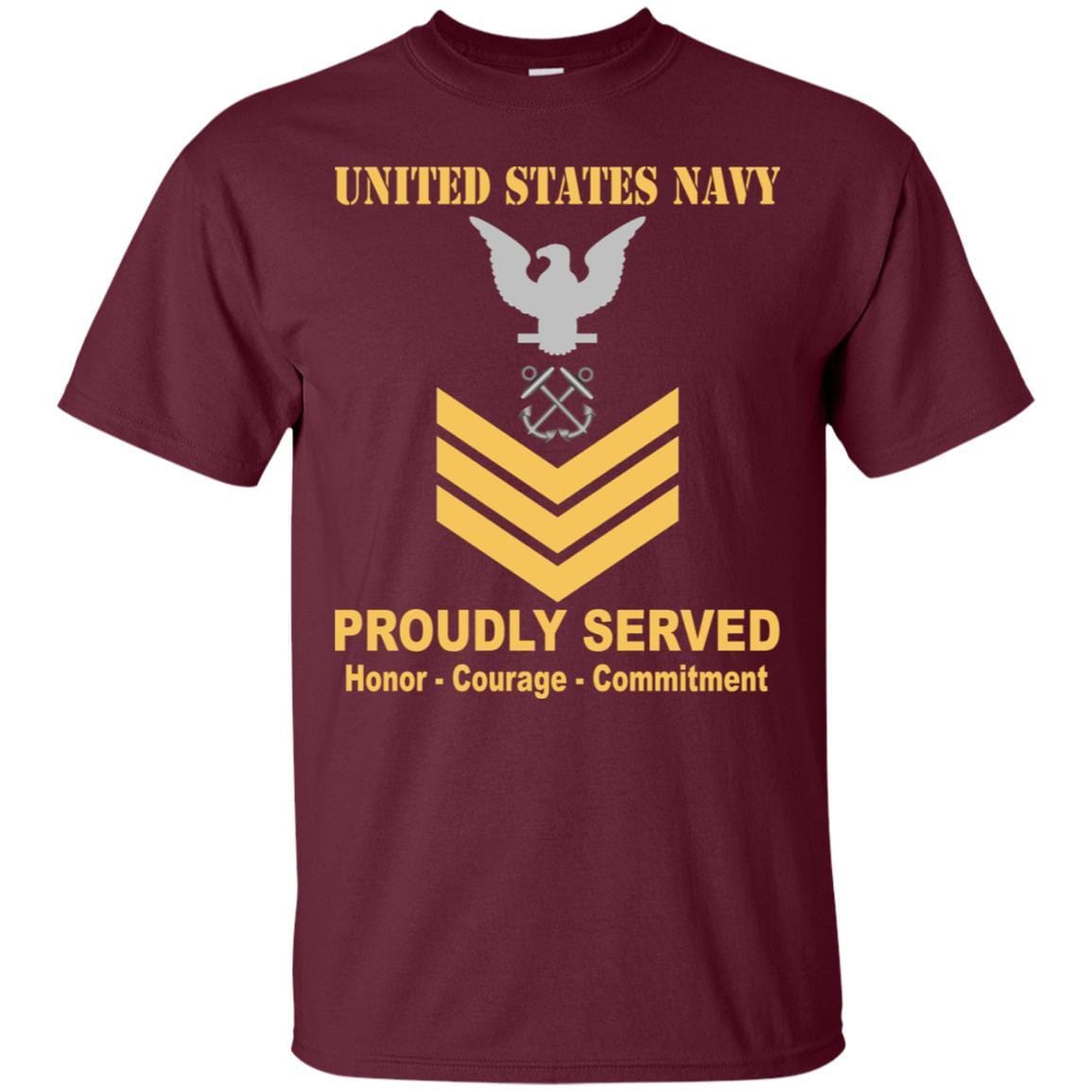 U.S Navy Boatswain's Mate Navy BM E-6 Rating Badges Proudly Served T-Shirt For Men On Front-TShirt-Navy-Veterans Nation