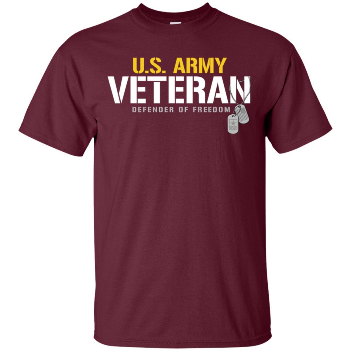 US Army T-Shirt "Veteran Defender Of Freedom" On Front-TShirt-Army-Veterans Nation