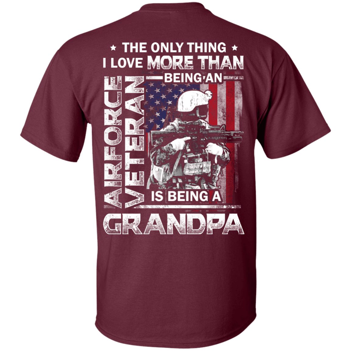 Military T-Shirt "Airforce Veteran I love Being A Grandpa" Men Back-TShirt-General-Veterans Nation