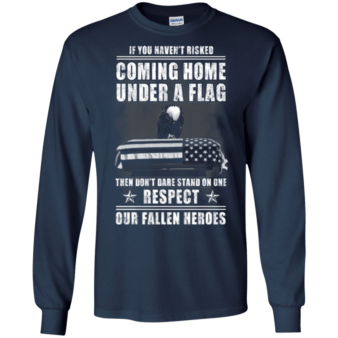 Military T-Shirt "Coming Home Under A Flag Respect Our Fallen Heroes"-TShirt-General-Veterans Nation