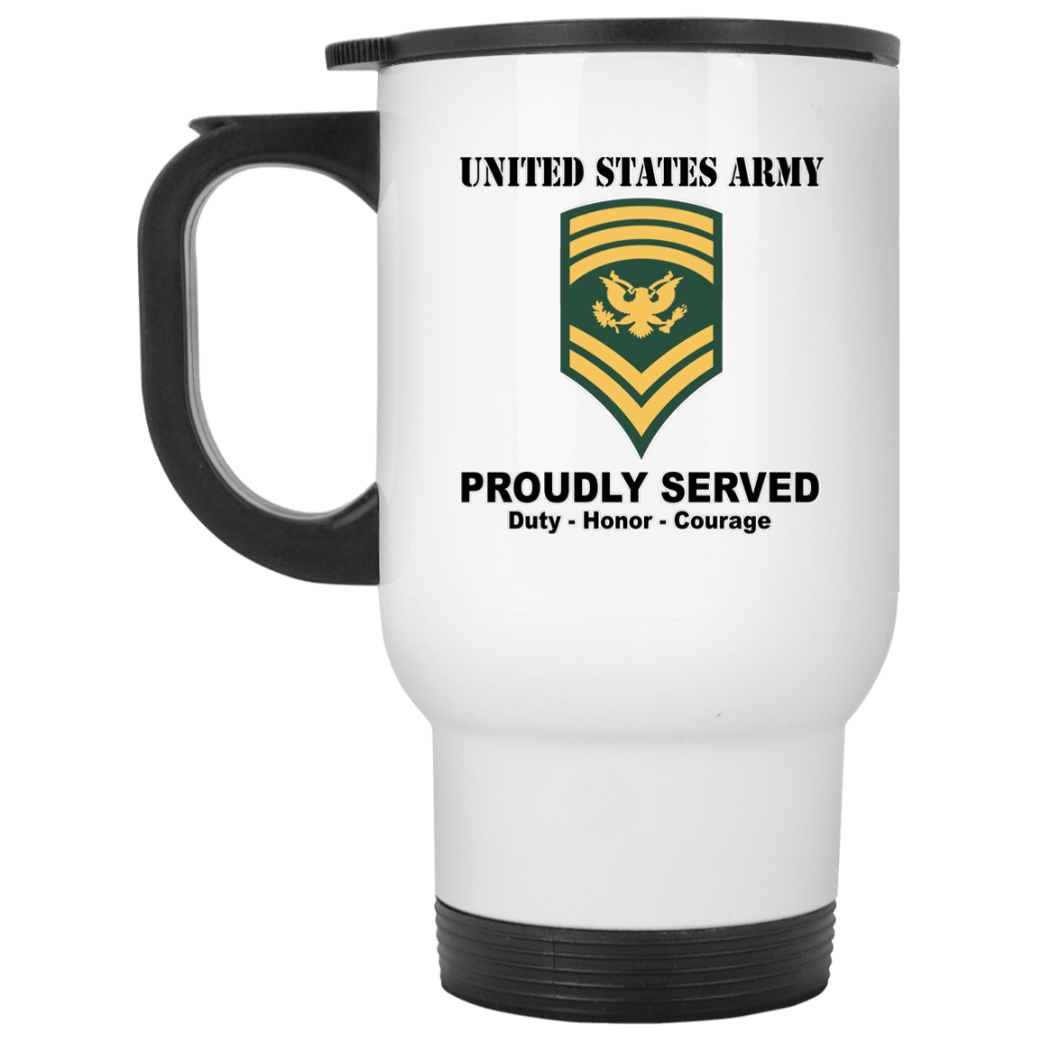 US Army E-9 SPC E9 Specialist Ranks White Coffee Mug - Stainless Travel Mug-Mug-Army-Ranks-Veterans Nation