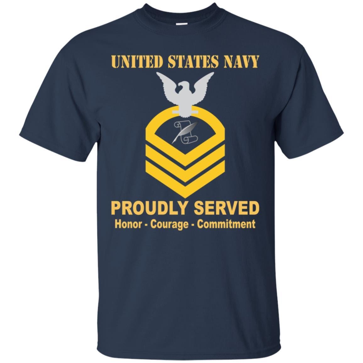 Navy Journalist Navy JO E-7 Rating Badges Proudly Served T-Shirt For Men On Front-TShirt-Navy-Veterans Nation