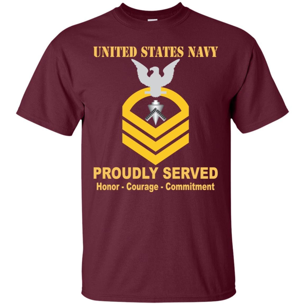 U.S Navy Builder Navy BU E-7 Rating Badges Proudly Served T-Shirt For Men On Front-TShirt-Navy-Veterans Nation