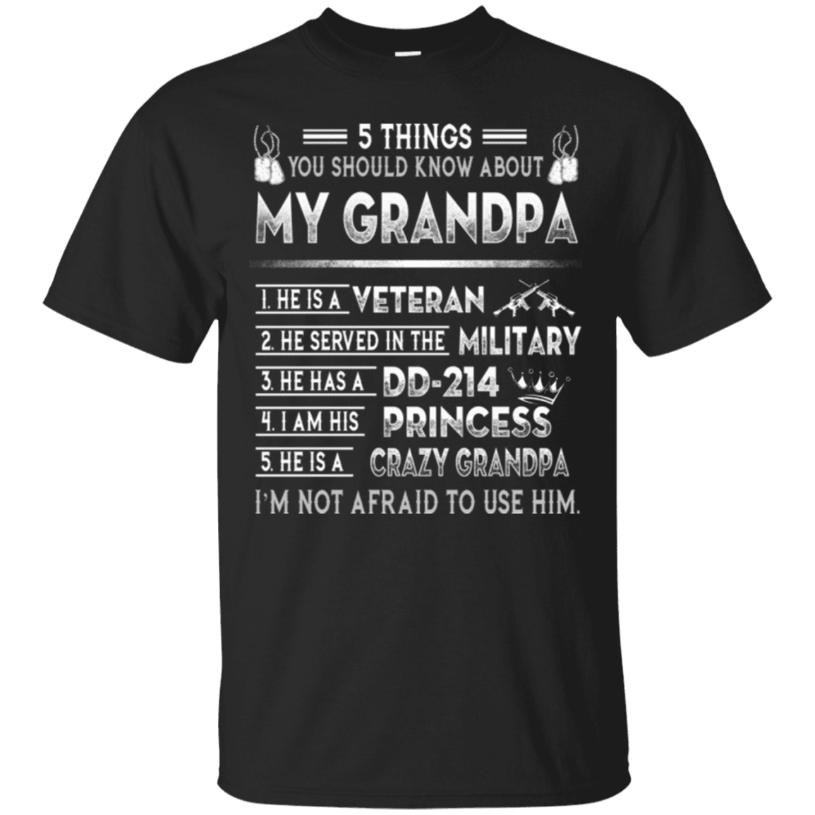 Military T-Shirt "5 Thing You Know My Grandpa Veteran DD 214"-TShirt-General-Veterans Nation