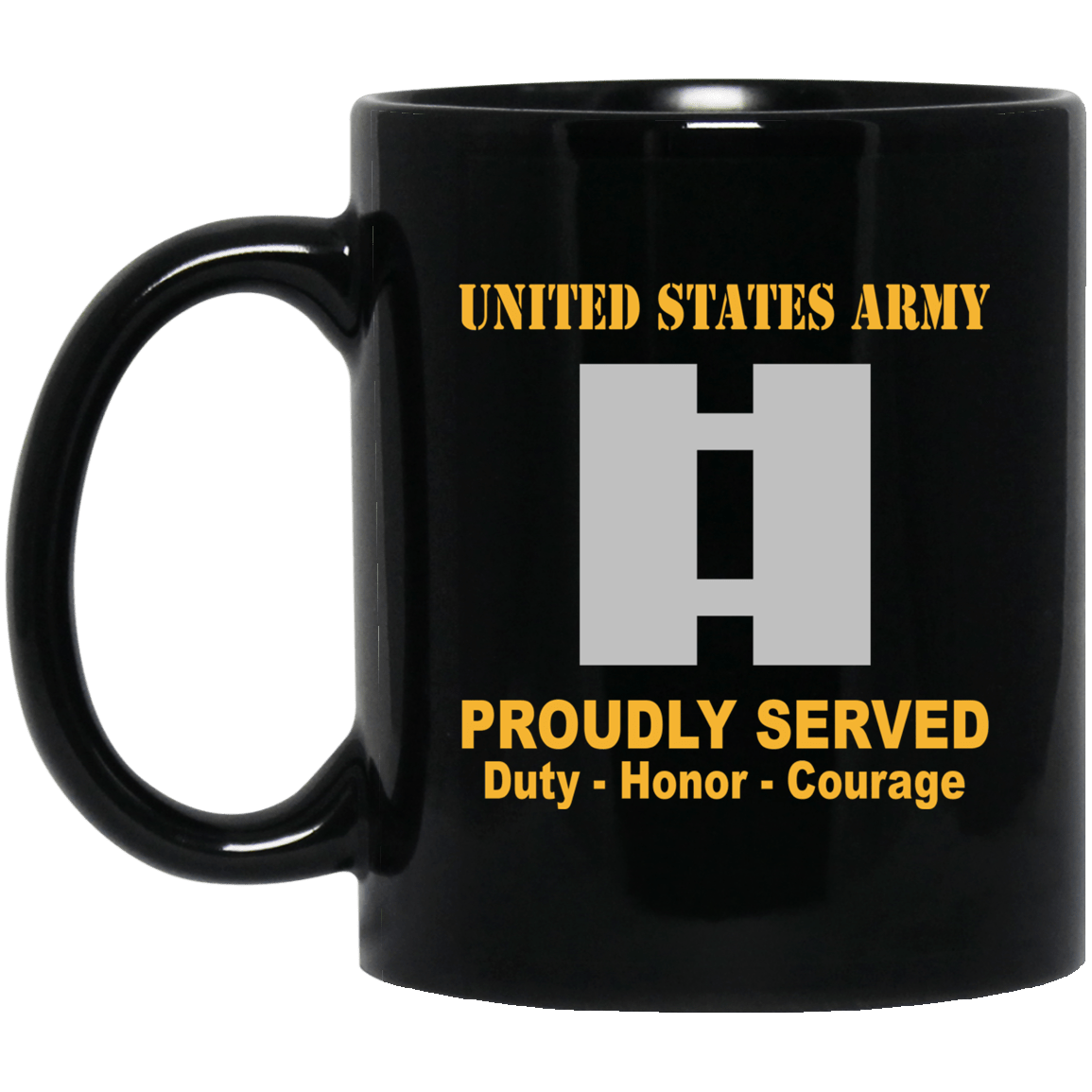 US Army O-3 Captain O3 CPT Commissioned Officer Ranks Proudly Served Black Mug Black Mug-Mug-Army-Ranks-Veterans Nation