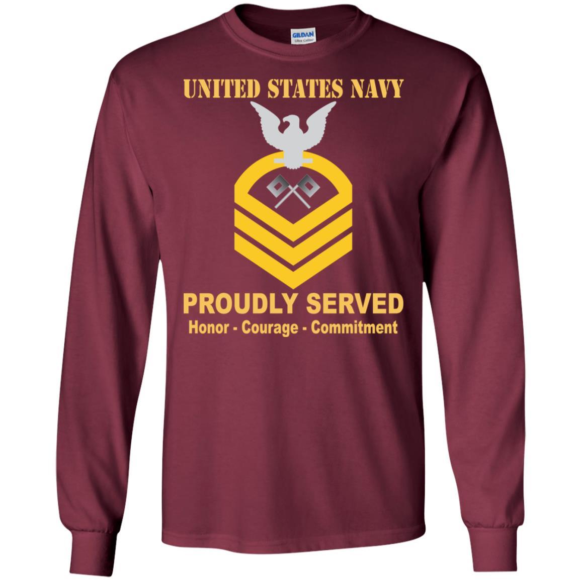 U.S Navy Signalman Navy SN E-7 Rating Badges Proudly Served T-Shirt For Men On Front-TShirt-Navy-Veterans Nation