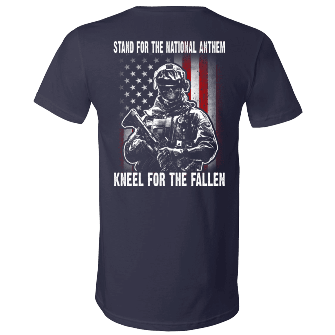 Military T-Shirt "Veteran - Stand For The National Anthem Kneel For The Fallen"-TShirt-General-Veterans Nation