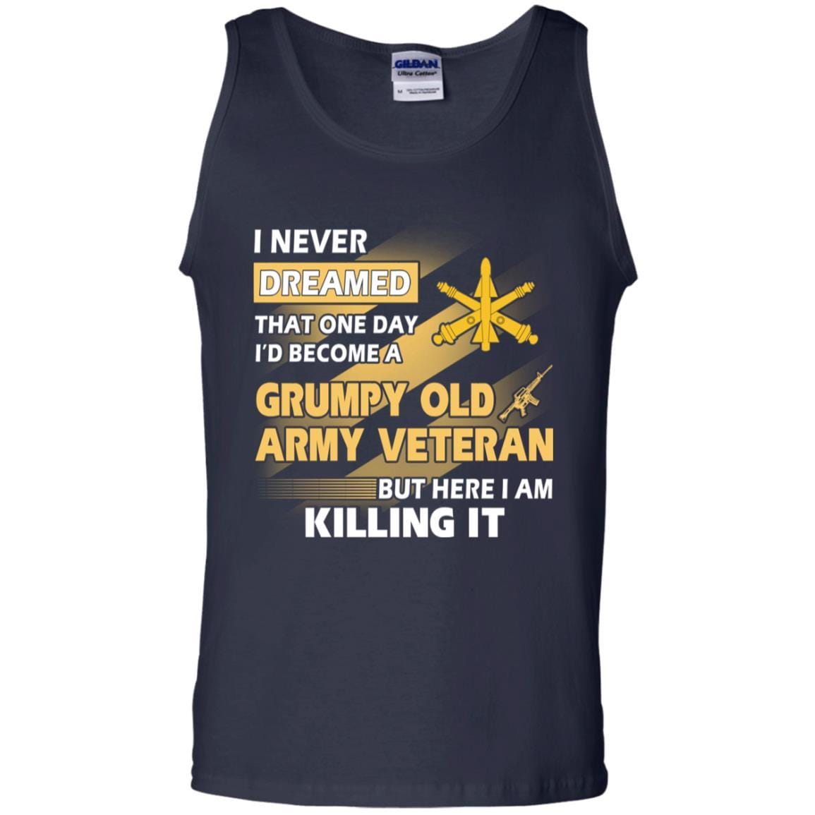 US Army T-Shirt "Air Defense Artillery Grumpy Old Veteran" On Front-TShirt-Army-Veterans Nation