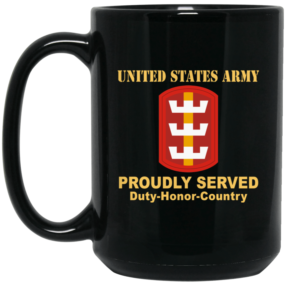 US ARMY 130TH ENGINEER BRIGADE - 11 oz - 15 oz Black Mug-Mug-Army-CSIB-Veterans Nation