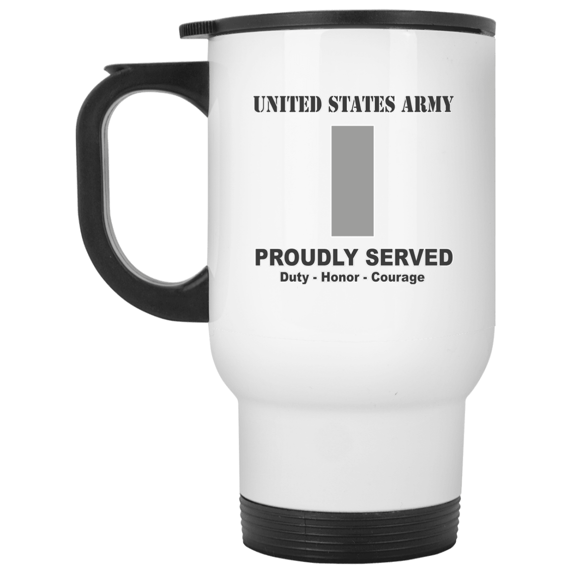 US Army O-2 First Lieutenant O2 1LT Commissioned Officer Ranks White Coffee Mug - Stainless Travel Mug-Mug-Army-Ranks-Veterans Nation