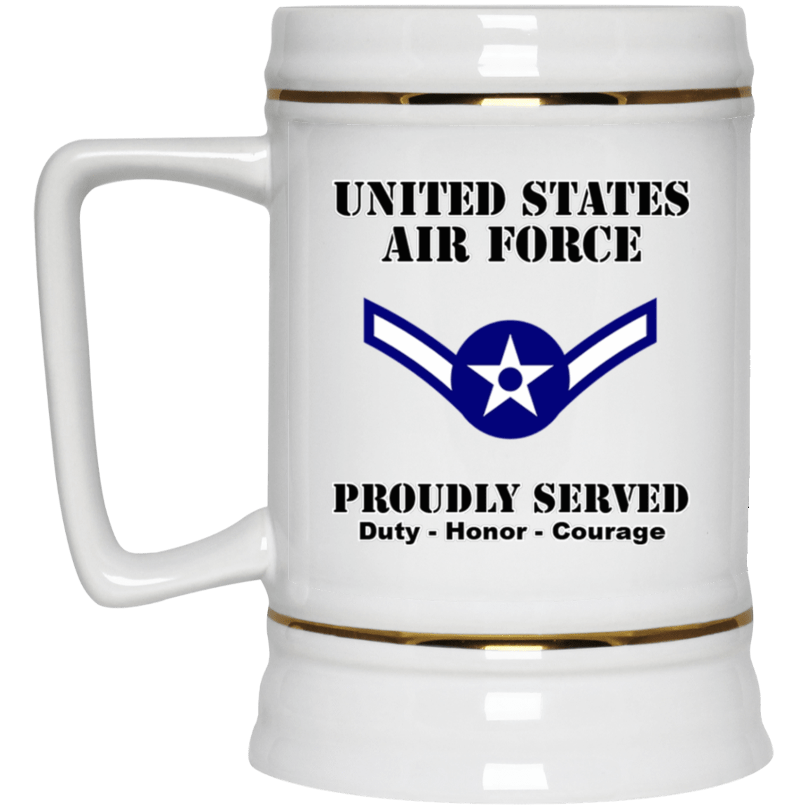 US Air Force E-2 Airman Amn E2 Ranks Enlisted Airman Ranks White Coffee Mug - Stainless Travel Mug-Mug-USAF-Ranks-Veterans Nation