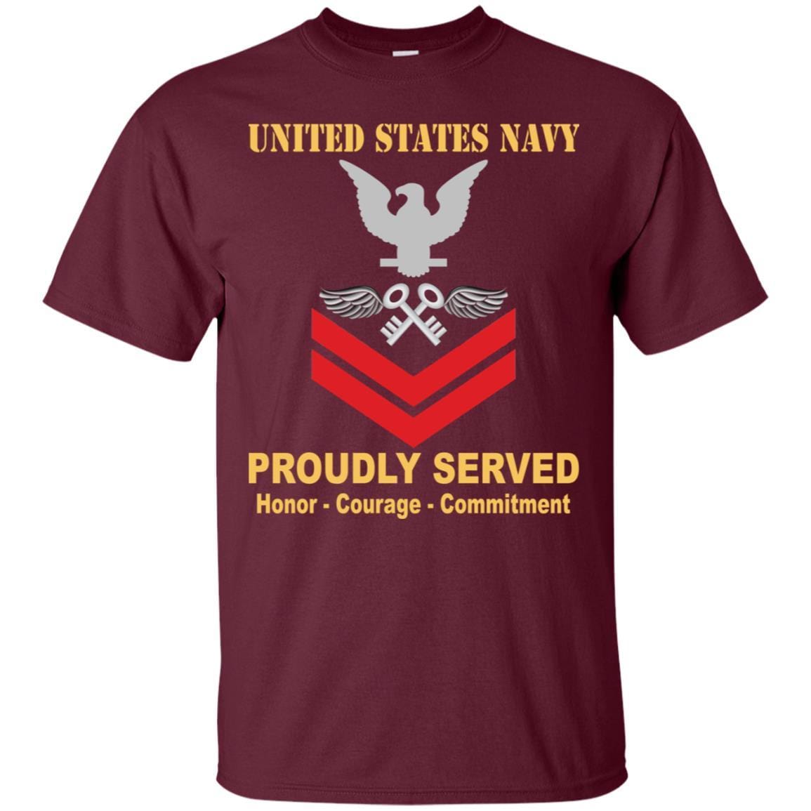 Navy Aviation Storekeeper Navy AK E-5 Rating Badges Proudly Served T-Shirt For Men On Front-TShirt-Navy-Veterans Nation