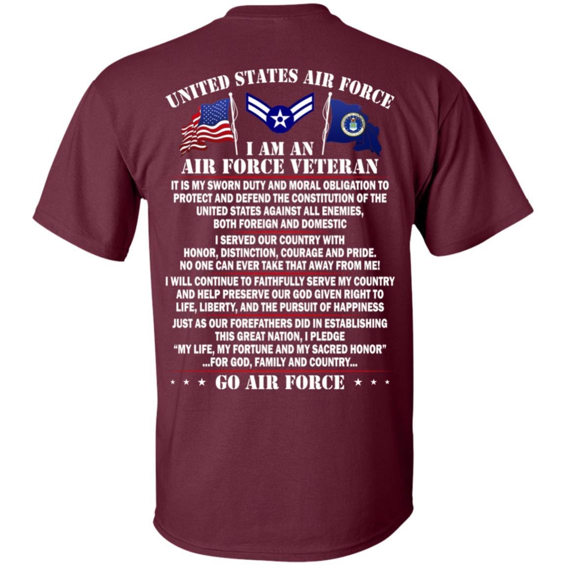 US Air Force E-3 Airman First Class A1C E3 Ranks Enlisted Airman AF Rank - Go Air Force T-Shirt On Back-TShirt-USAF-Veterans Nation