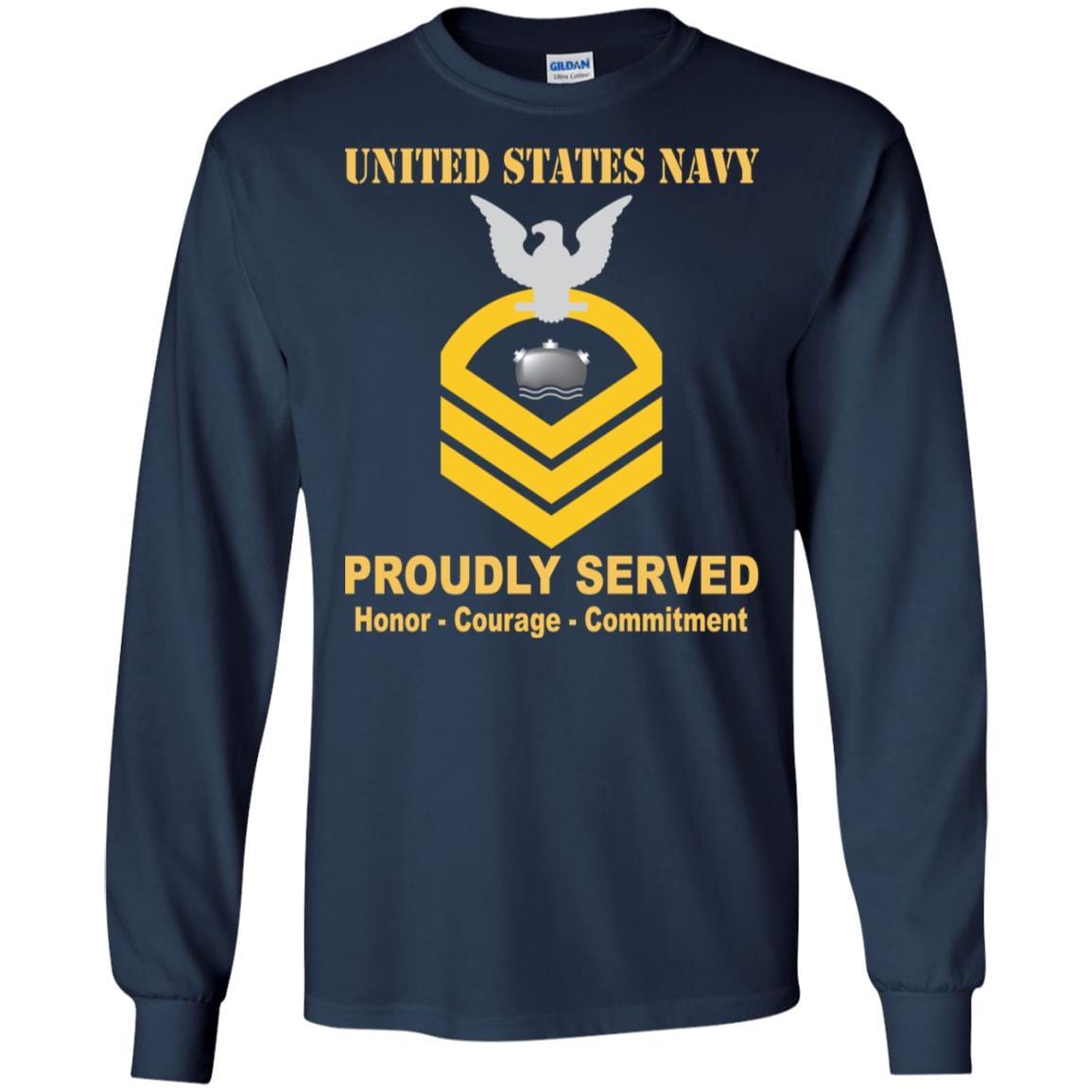 Navy Mineman Navy MN E-7 Rating Badges Proudly Served T-Shirt For Men On Front-TShirt-Navy-Veterans Nation