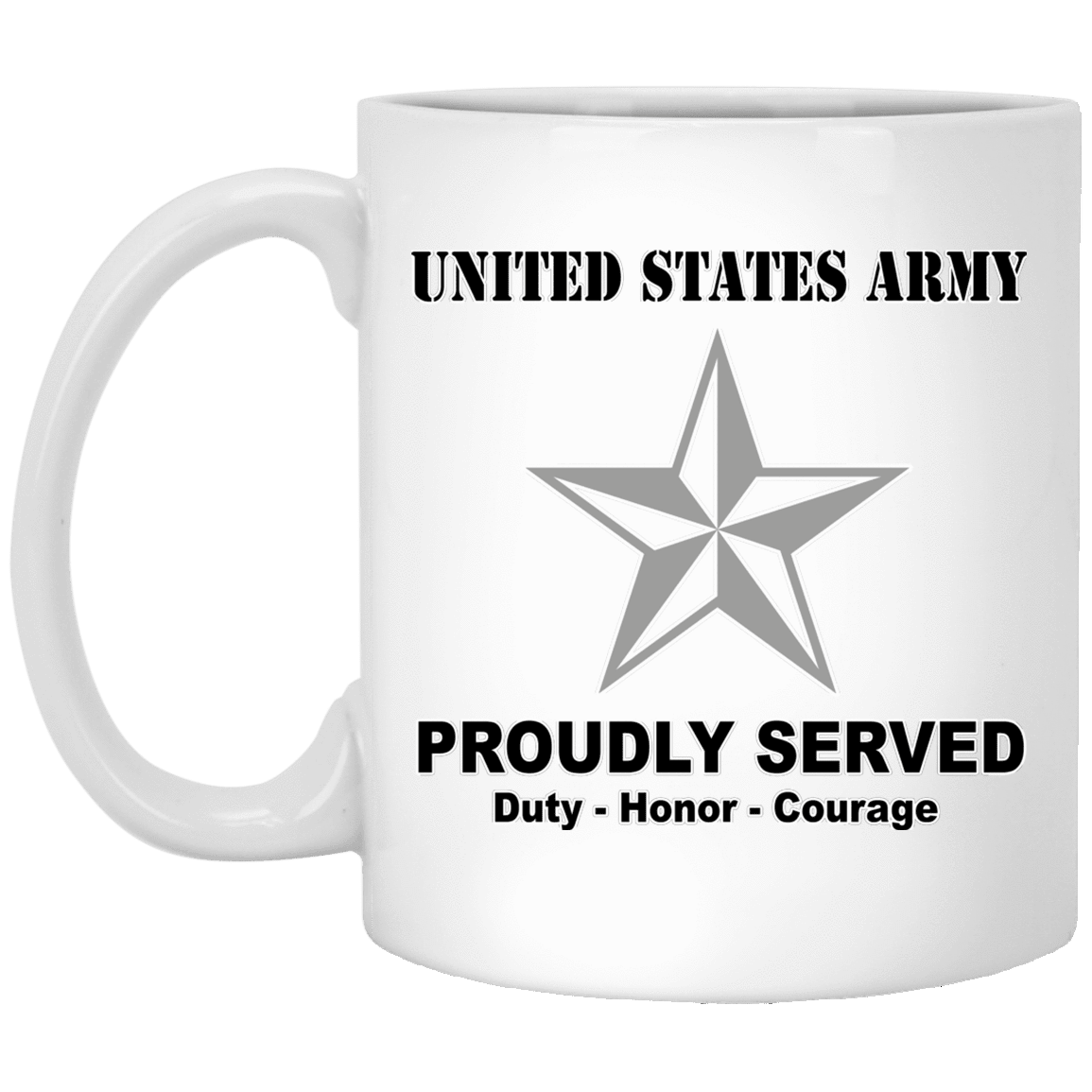 US Army Insignia Proudly Served Duty - Honor - Courage White Coffee Mug 11oz-Mug-Army-Veterans Nation