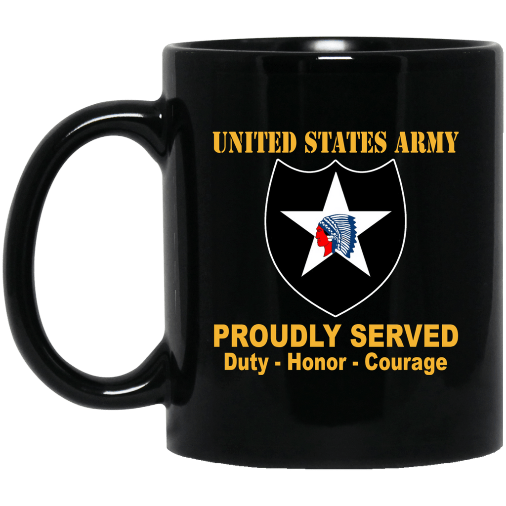 U.S. Army 2nd Infantry Division 11 oz - 15 oz Black Mug-Mug-Army-CSIB-Veterans Nation