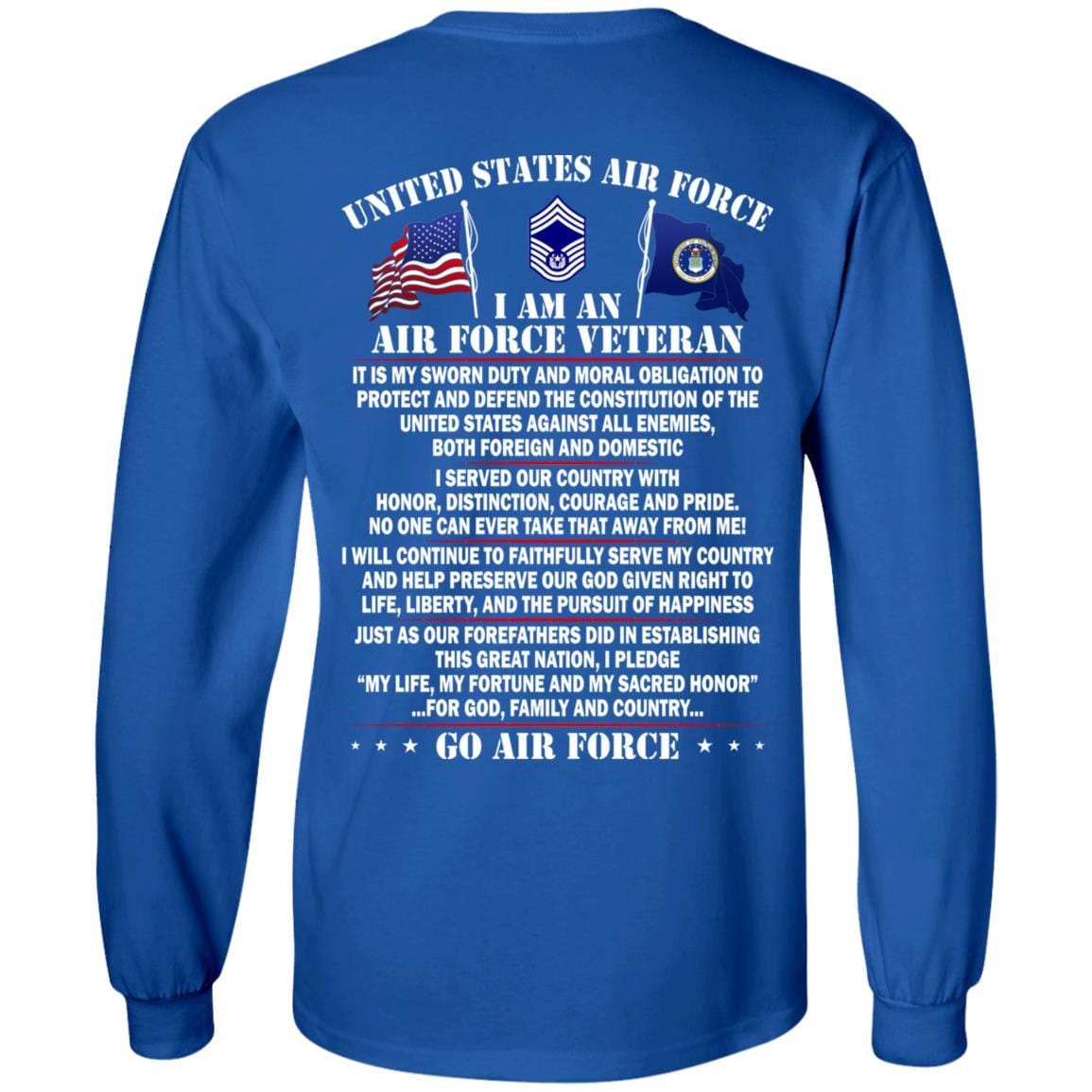 US Air Force E-9 Chief Master Sergeant Of The Air Force E9 CMSAF Noncommissioned Officer (Special) AF Ranks - Go Air Force T-Shirt On Back-TShirt-USAF-Veterans Nation