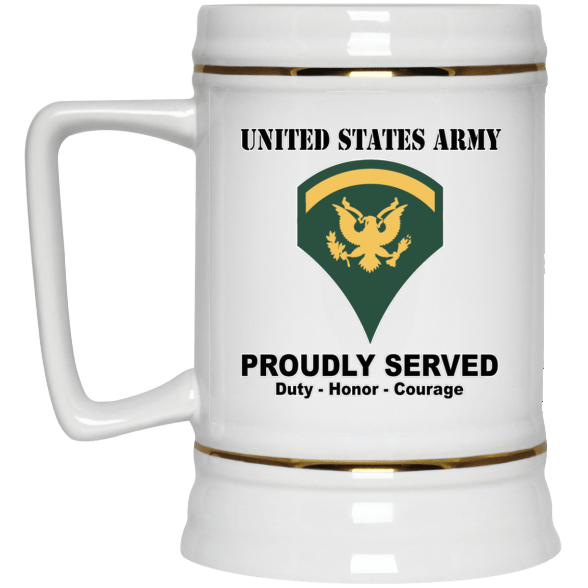 US Army E-5 SPC E5 Specialist Ranks White Coffee Mug - Silver Stainless Travel Mug-Mug-Army-Ranks-Veterans Nation