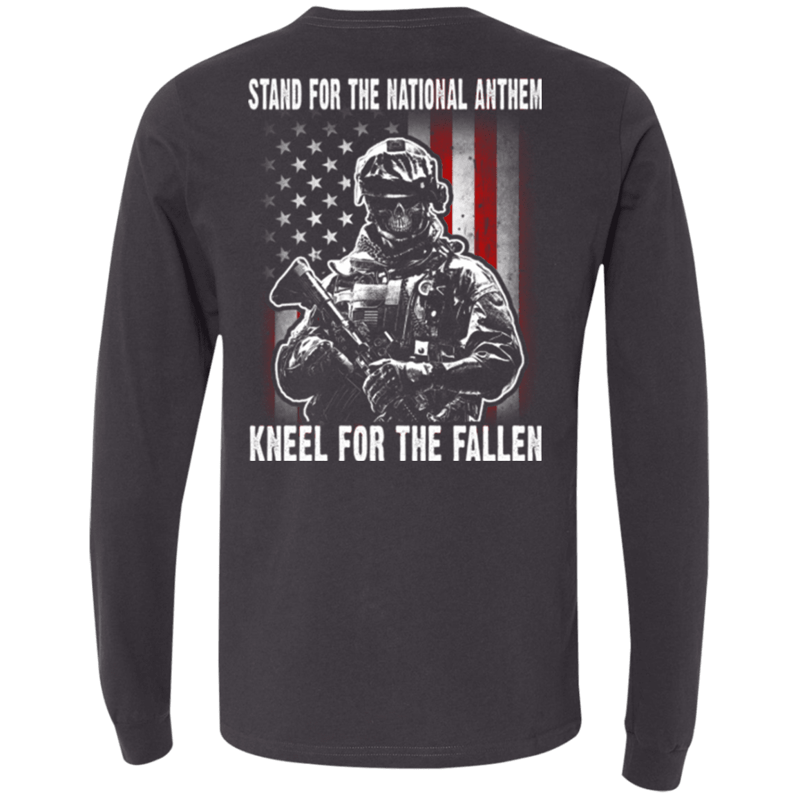 Military T-Shirt "Veteran - Stand For The National Anthem Kneel For The Fallen"-TShirt-General-Veterans Nation