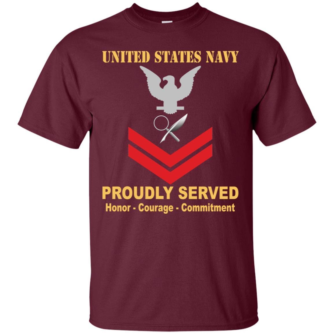 Navy Intelligence Specialist Navy IS E-5 Rating Badges Proudly Served T-Shirt For Men On Front-TShirt-Navy-Veterans Nation