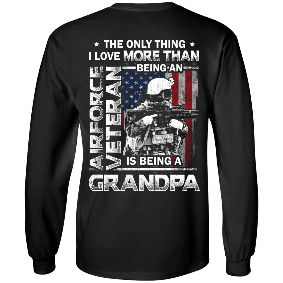 Military T-Shirt "Airforce Veteran I love Being A Grandpa" Men Back-TShirt-General-Veterans Nation