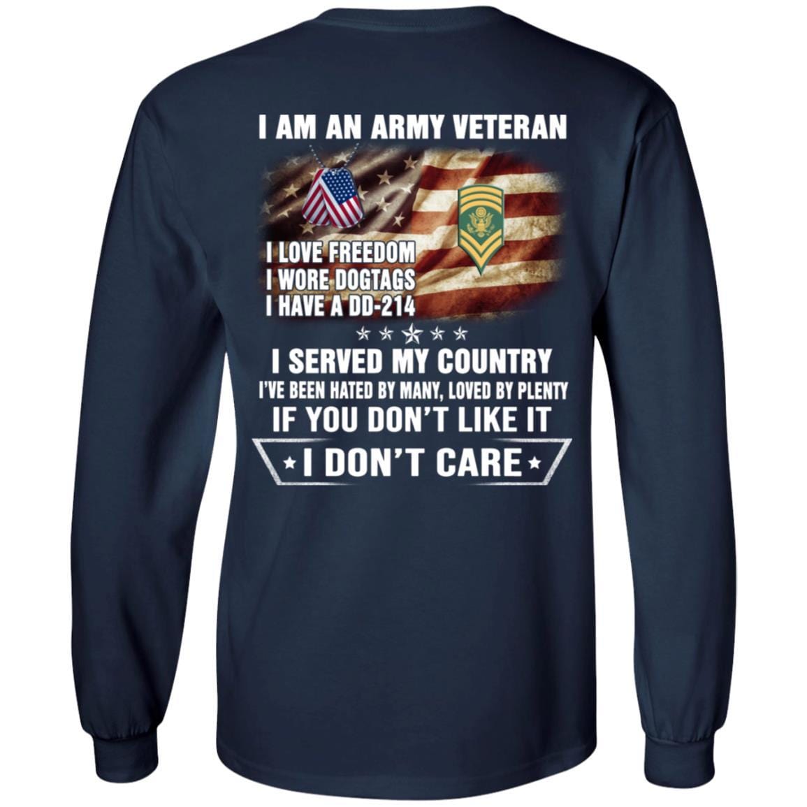 T-Shirt "I Am An Army Veteran" E-9 SPC(SP9)Rank On Back-TShirt-Army-Veterans Nation