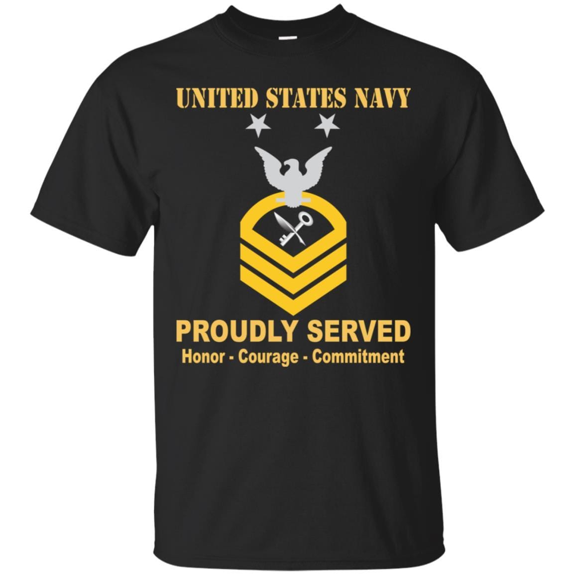 Navy Ship's Serviceman Navy SH E-9 Rating Badges Proudly Served T-Shirt For Men On Front-TShirt-Navy-Veterans Nation