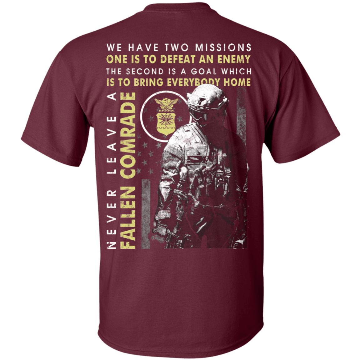 Never Leave A Fallen Comrade Air Force Men Back T Shirts-TShirt-USAF-Veterans Nation