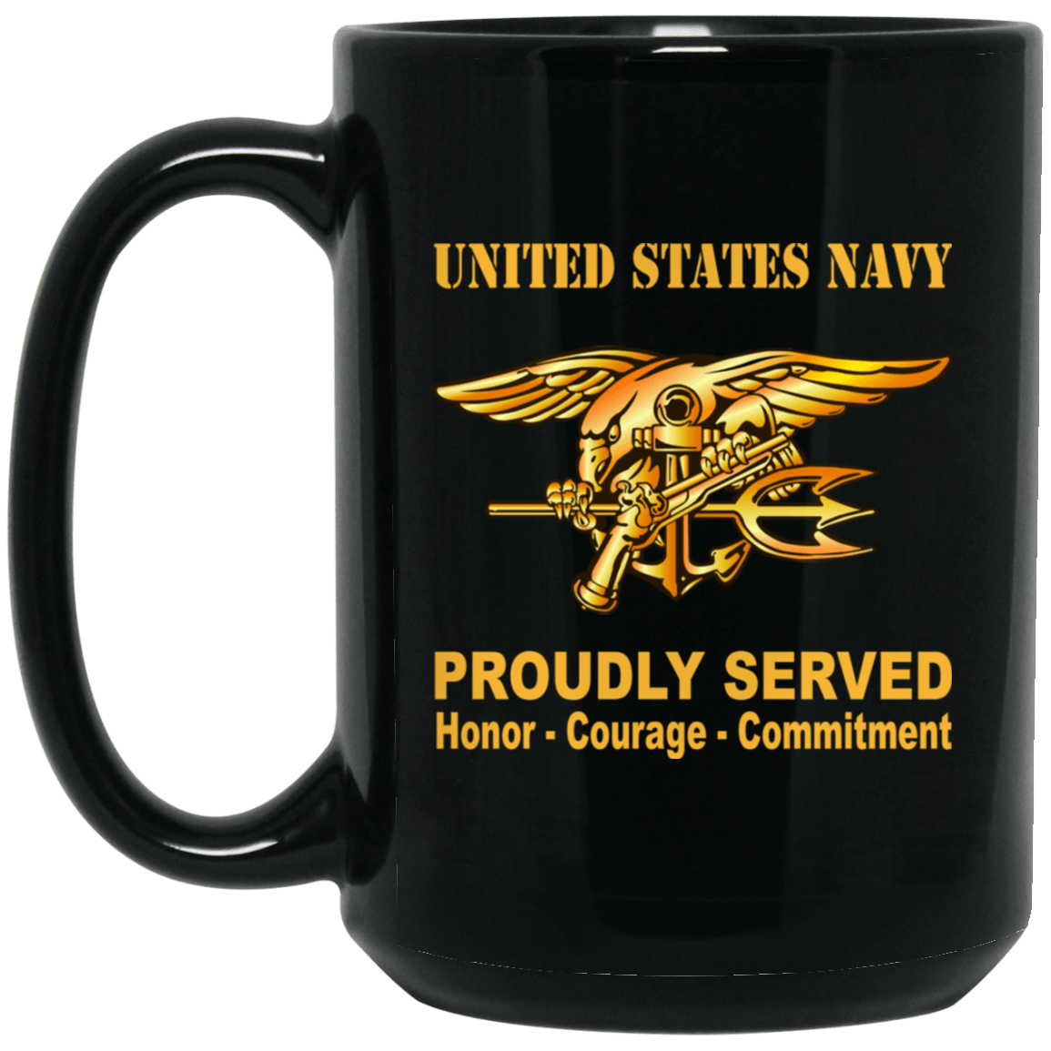 US Navy Naval Special Warfare (Seal) Badge 11 oz - 15 oz Black Mug-Mug-Navy-Badge-Veterans Nation