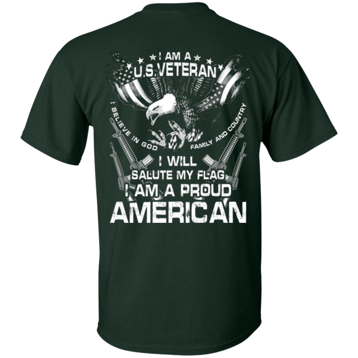 Military T-Shirt "Veteran - I Will Salute My Flag Proud American"-TShirt-General-Veterans Nation