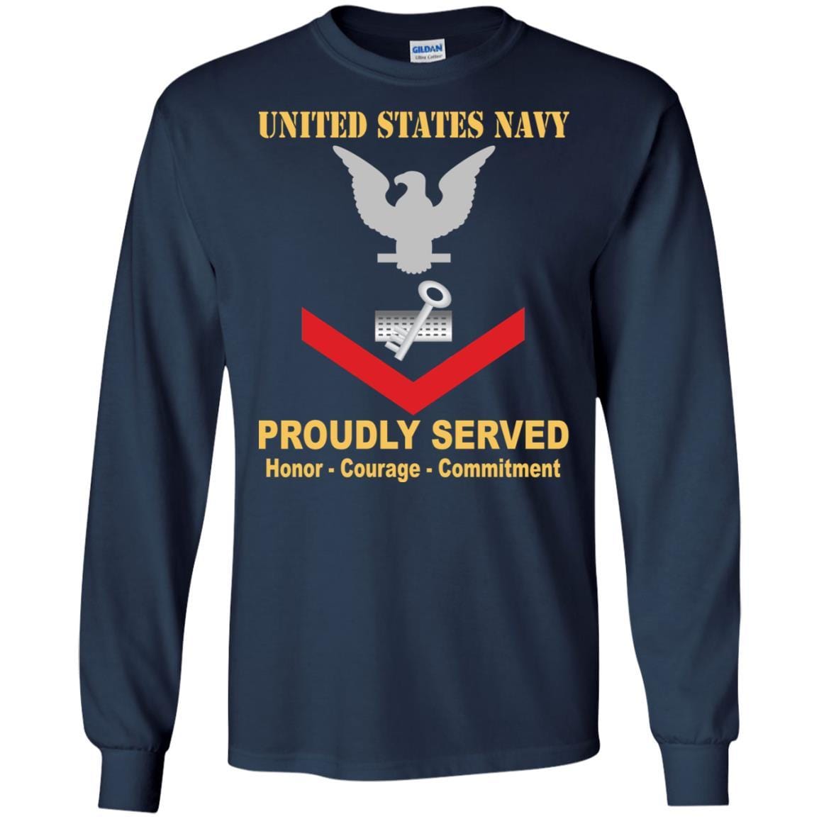 Navy Disbursing Clerk Navy DK E-4 Rating Badges Proudly Served T-Shirt For Men On Front-TShirt-Navy-Veterans Nation